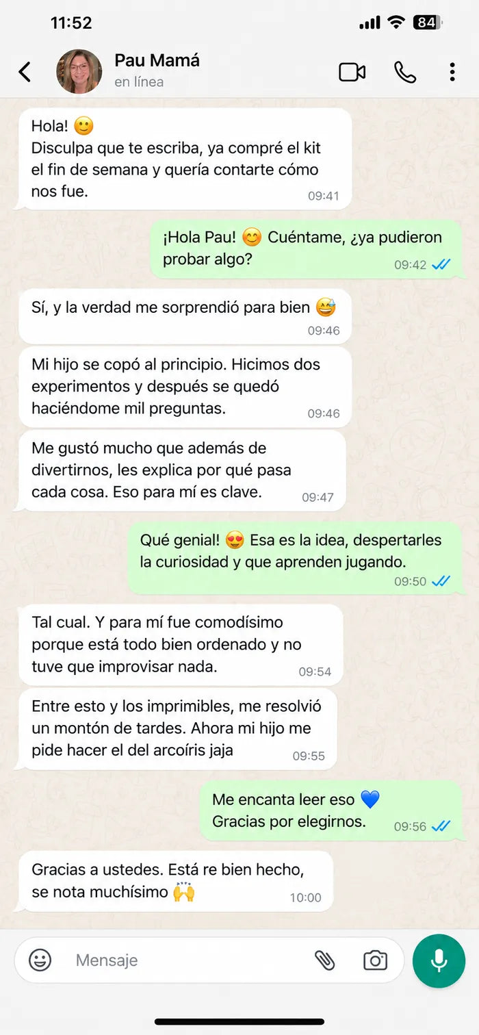 Conversación de WhatsApp con una clienta