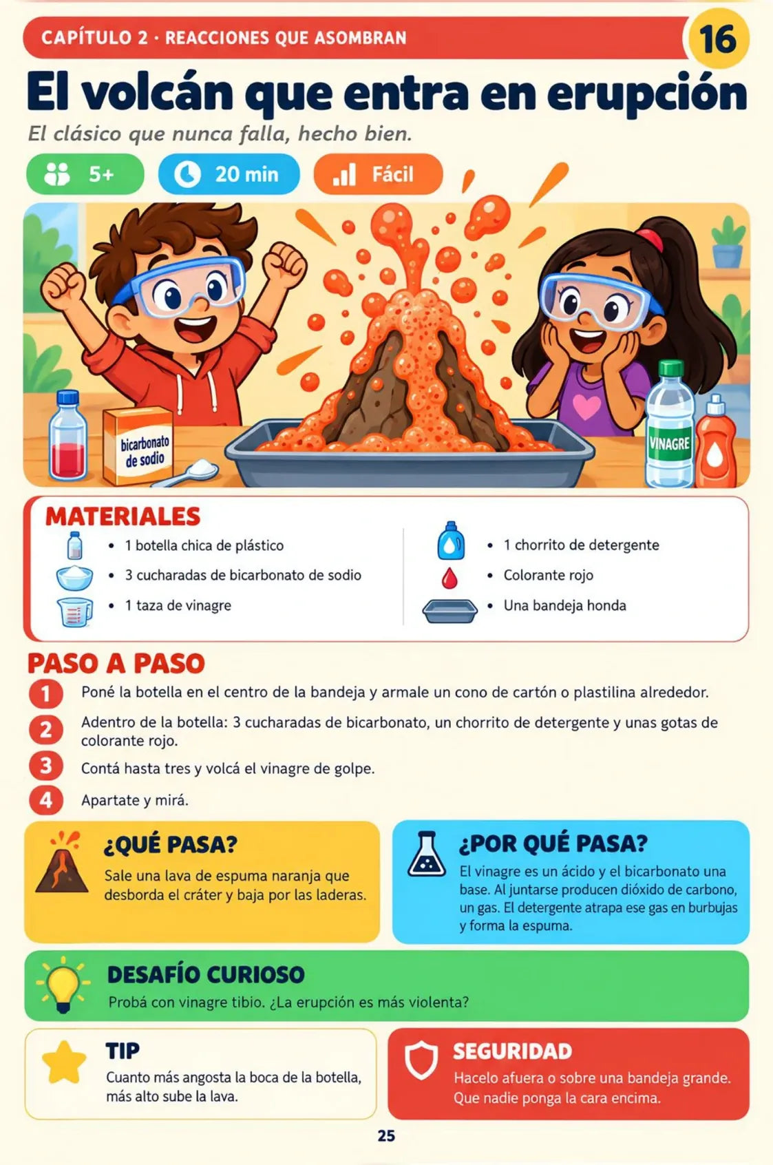 Página del experimento El volcán que entra en erupción