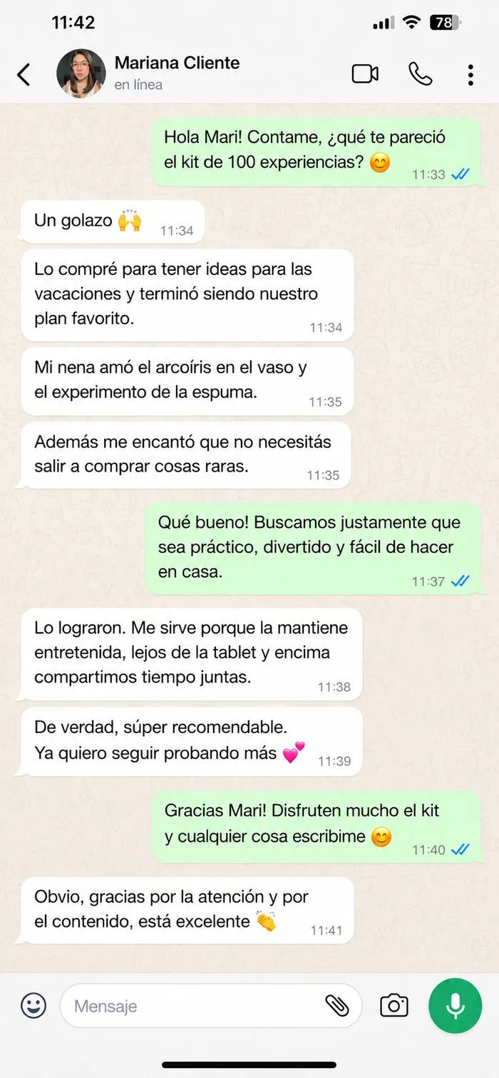 Conversación de WhatsApp con una clienta